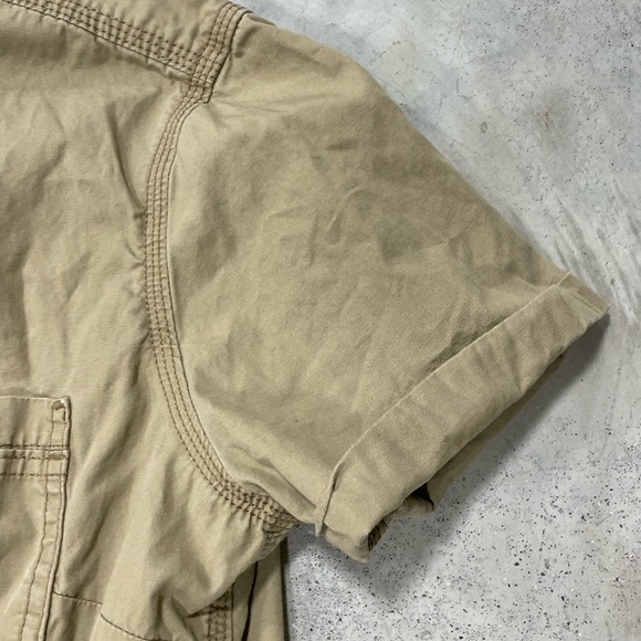 Carhartt Womens Brown Duck Short Sleeve Top Blouse Button Down Size Medium 8-10 - Picture 3 of 7